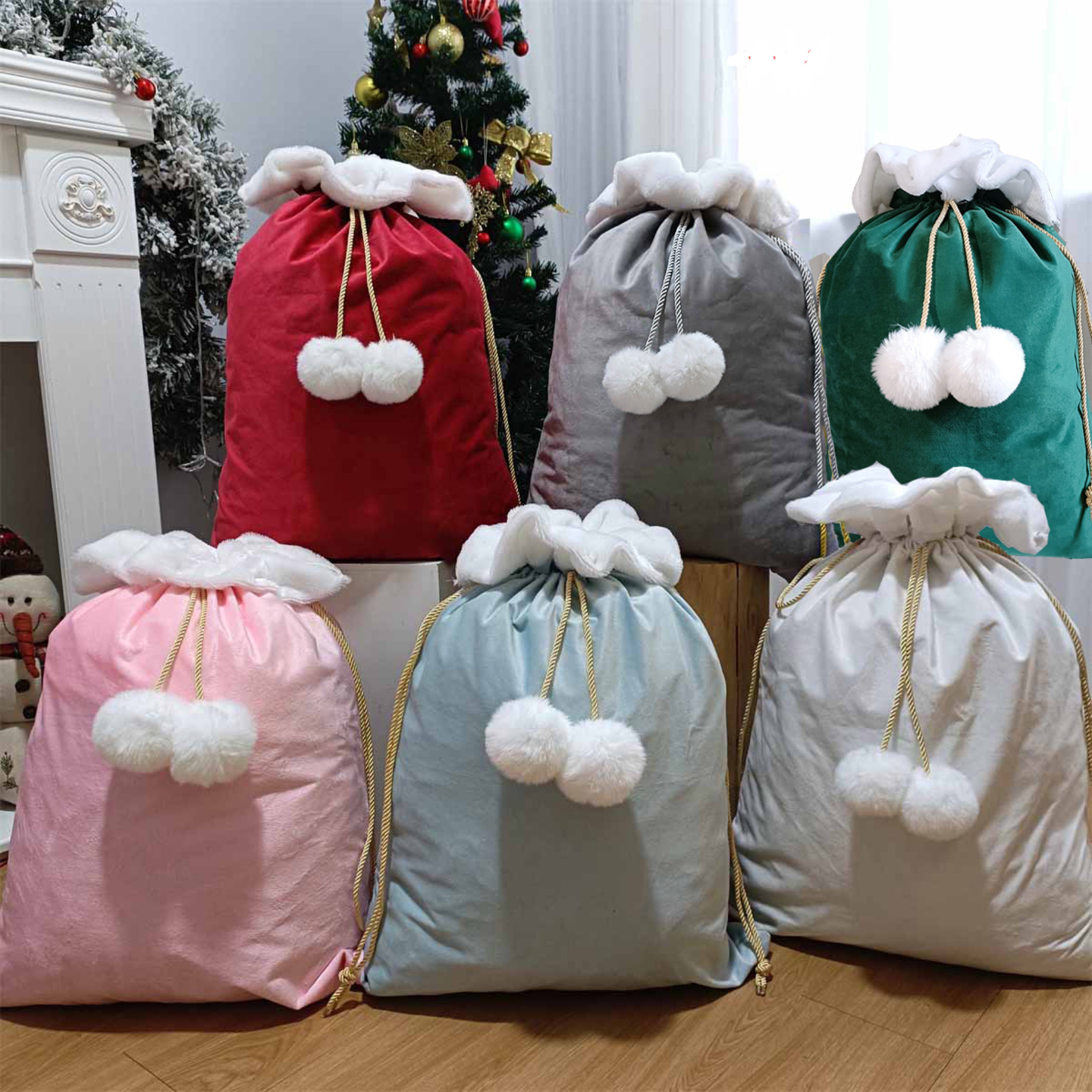 Velvet Pom Pom Sacks