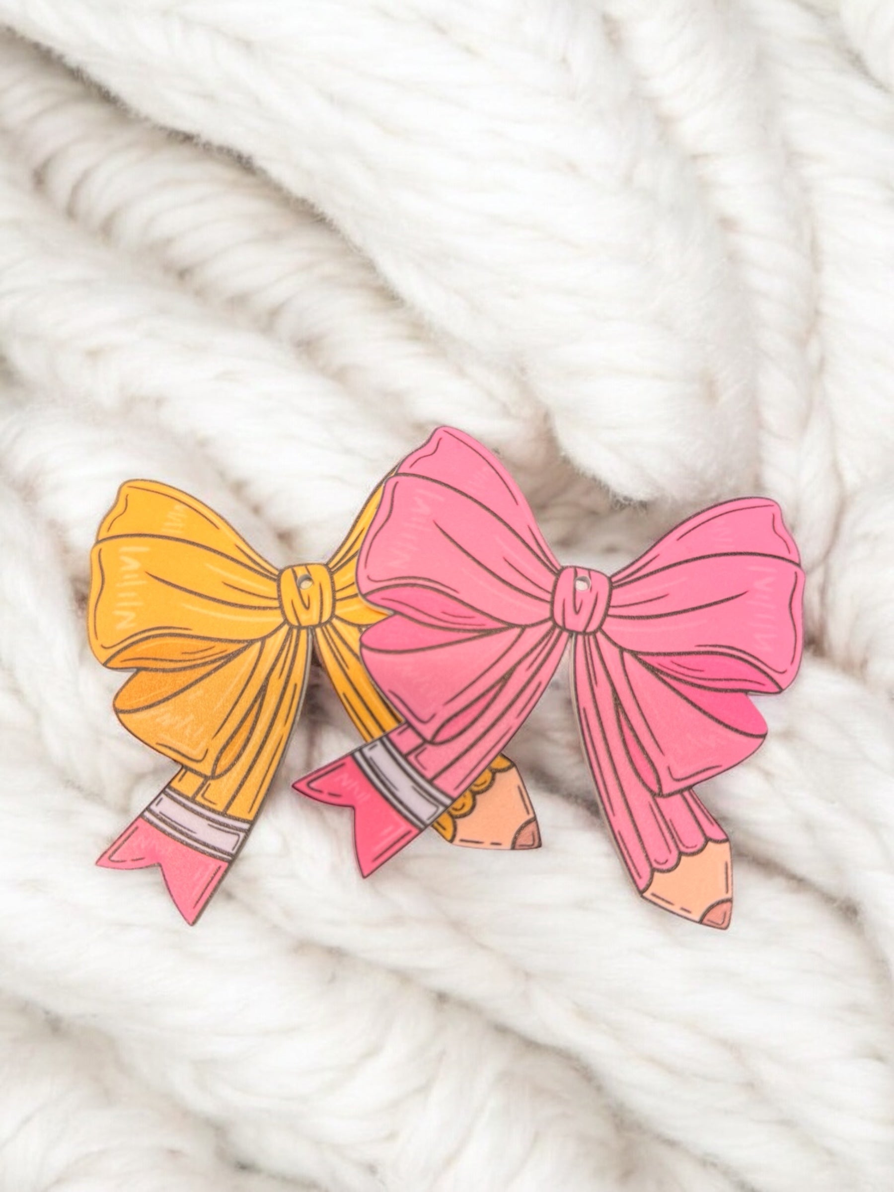 Pencil Coquette Bow Keyring