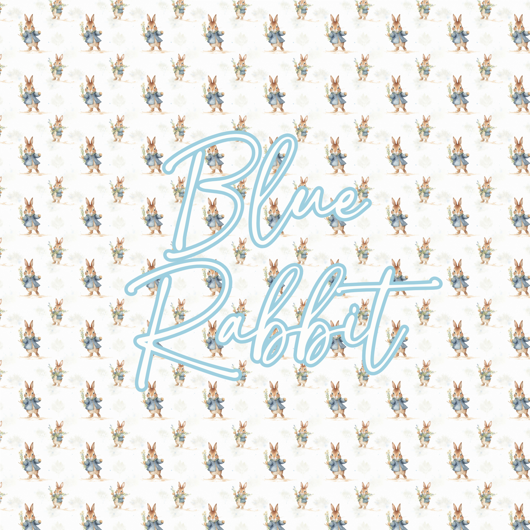 Printed Vinyl - Blue Rabbits