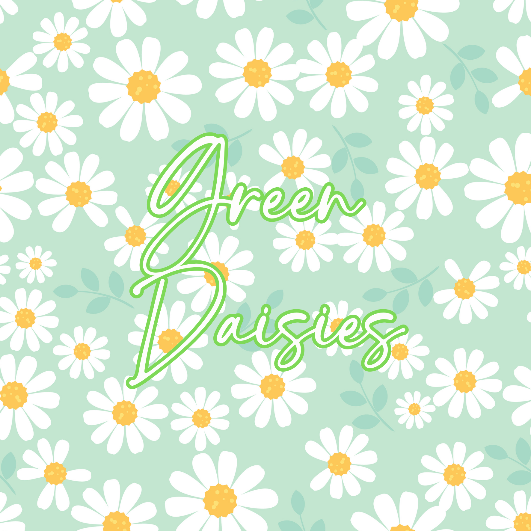 Printed Vinyl - Green Daisies