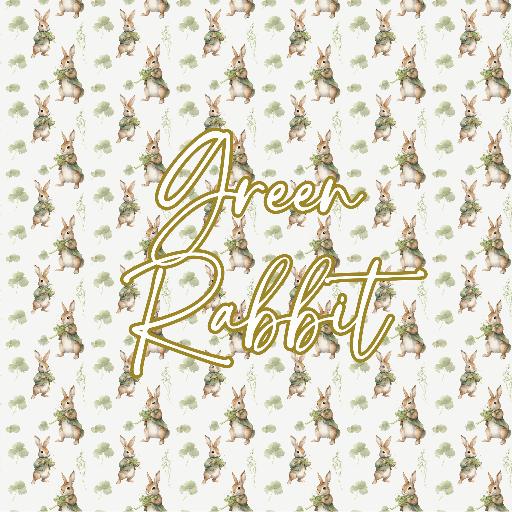 Printed Vinyl - Green Rabbits