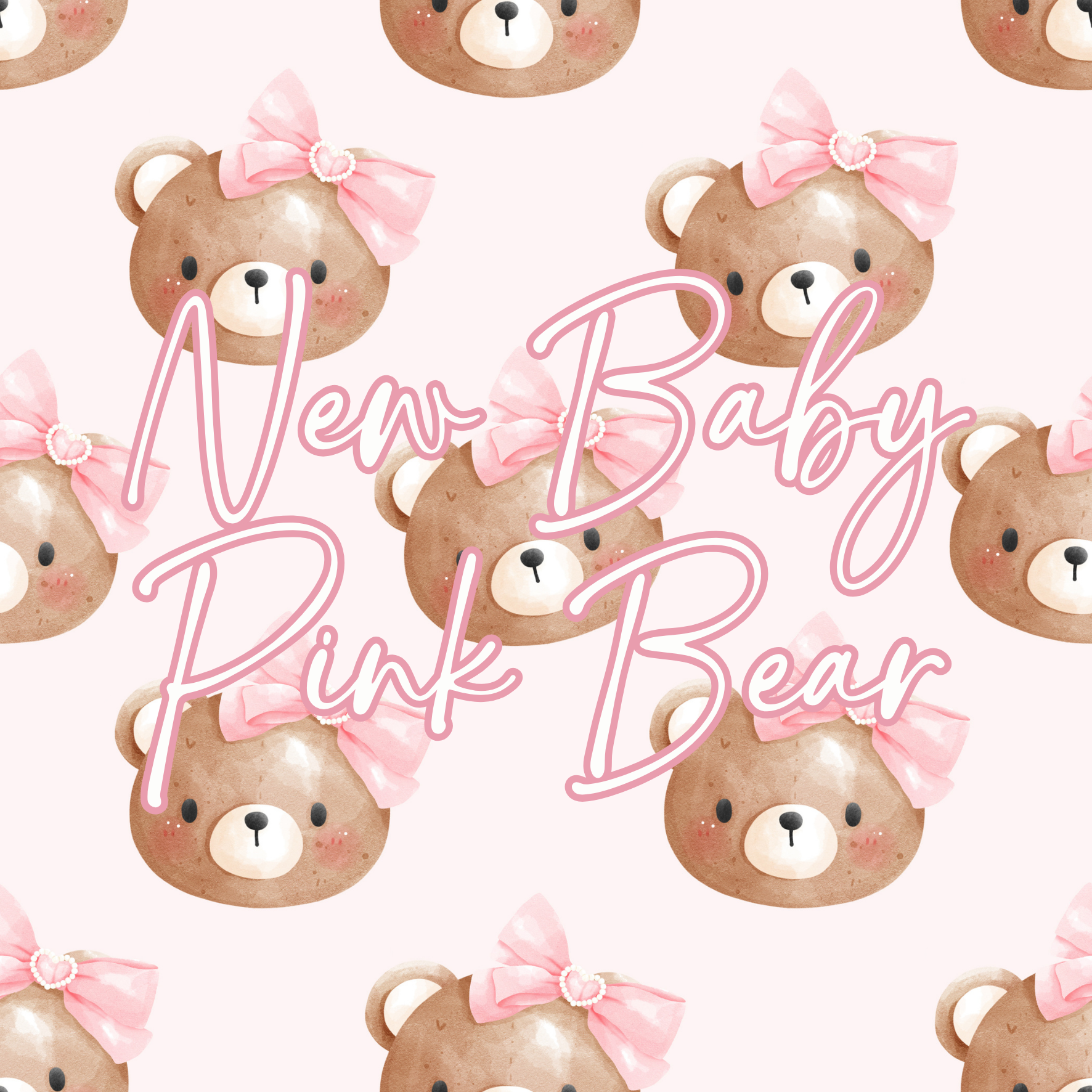 Printed Vinyl - New Baby Bear Pink