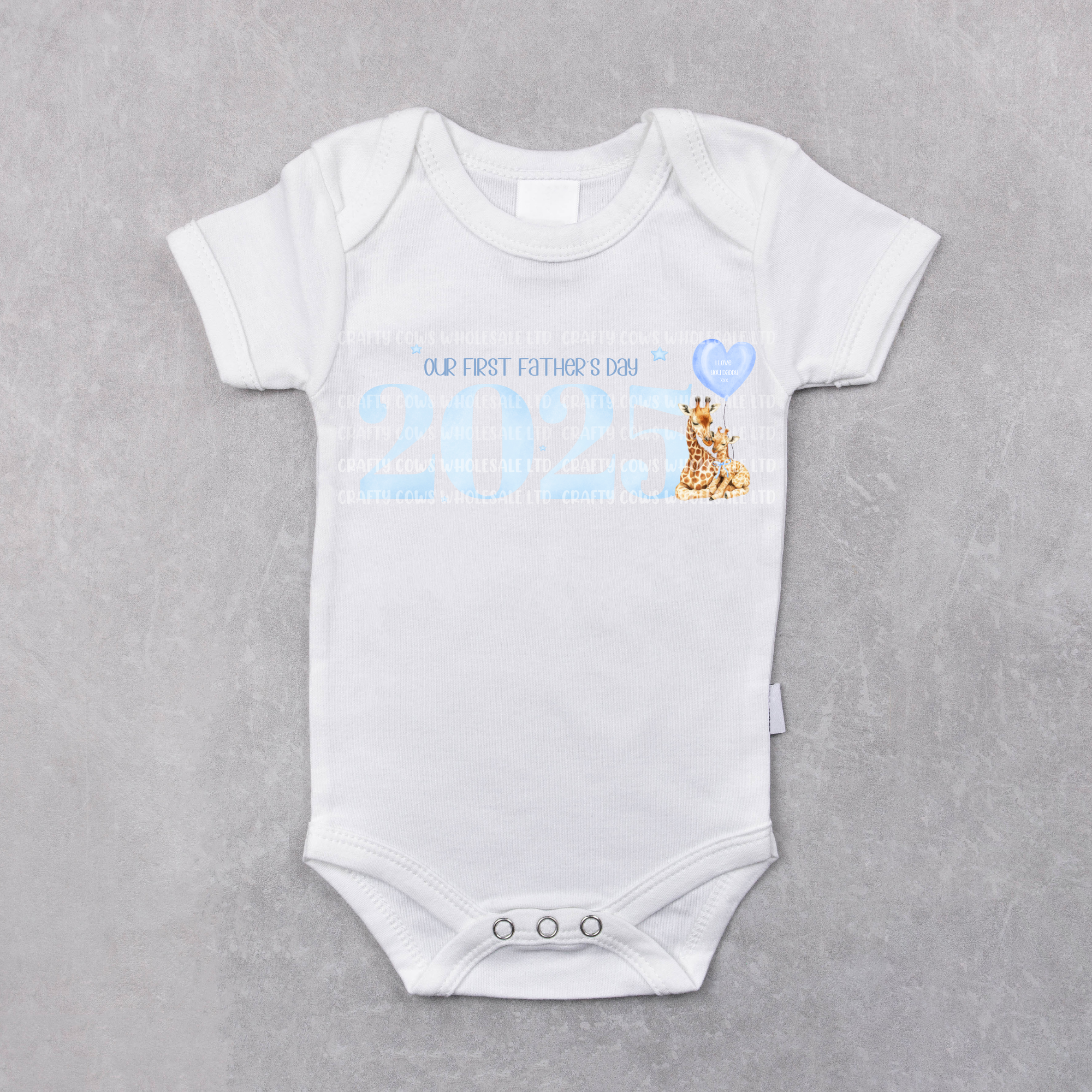 Fathers Day Giraffe Our First First Fathers Day 2025 Blue DTF