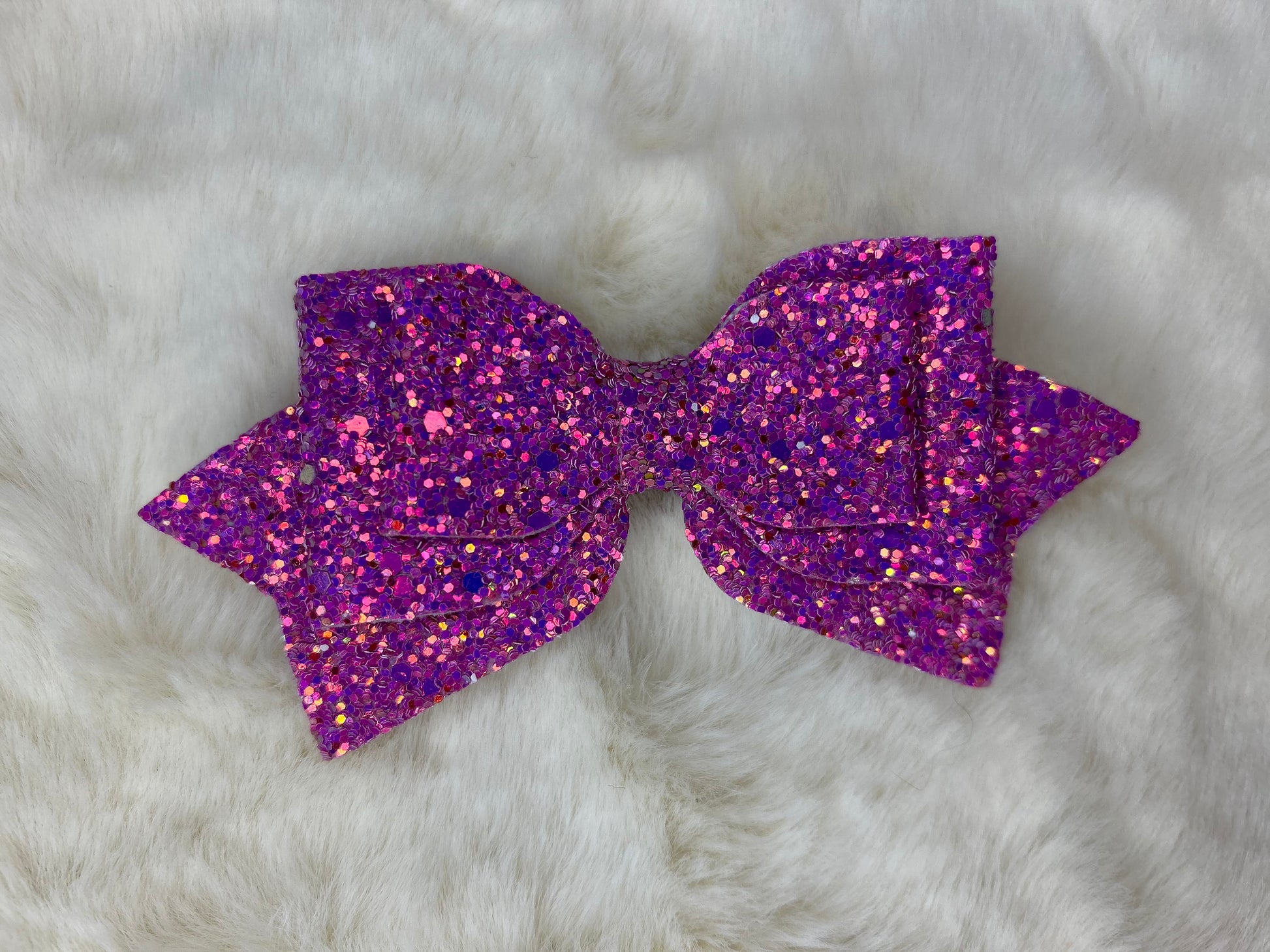 Purple & White Glitter Straw Bow