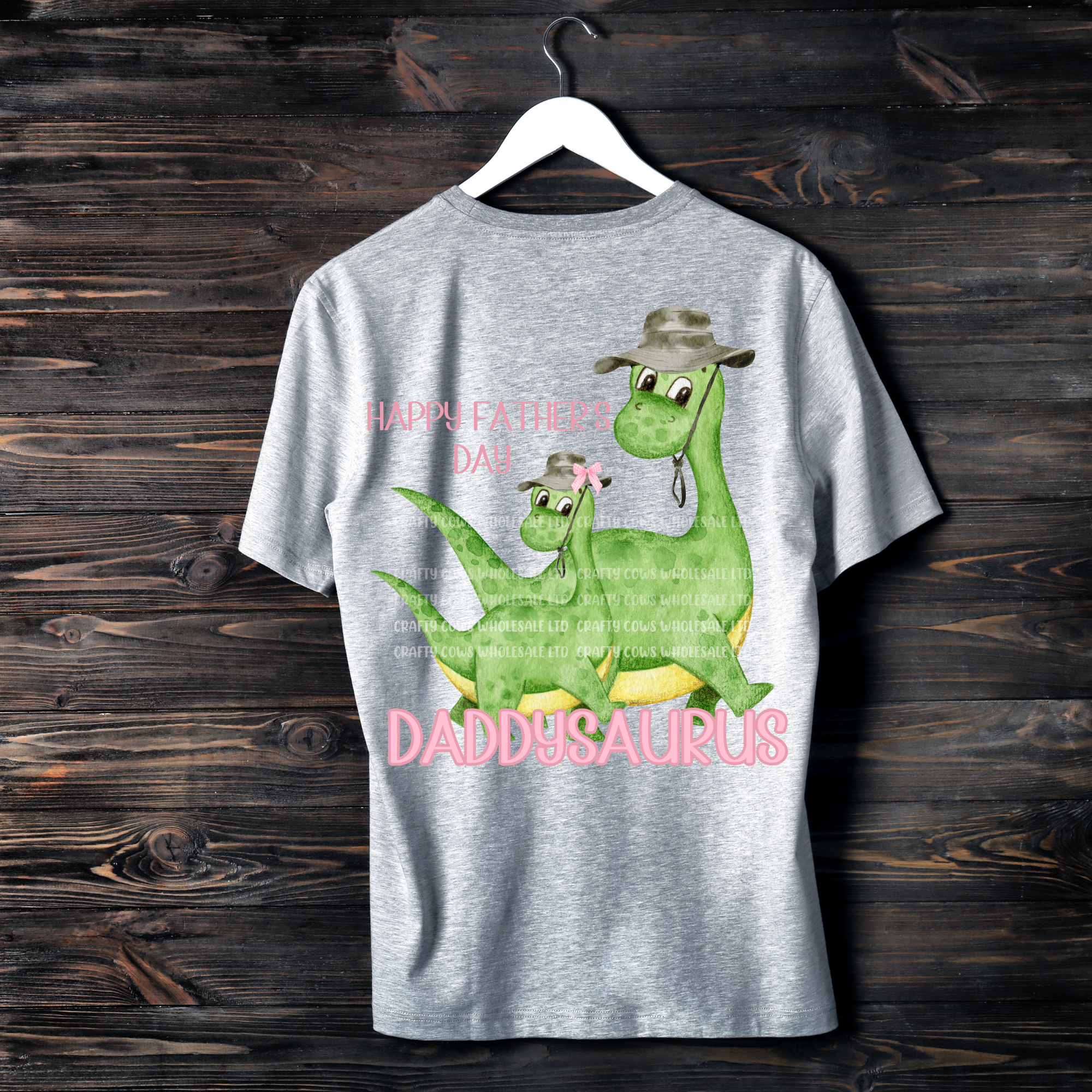 Fathers Day Daddysaurus Pink DTF